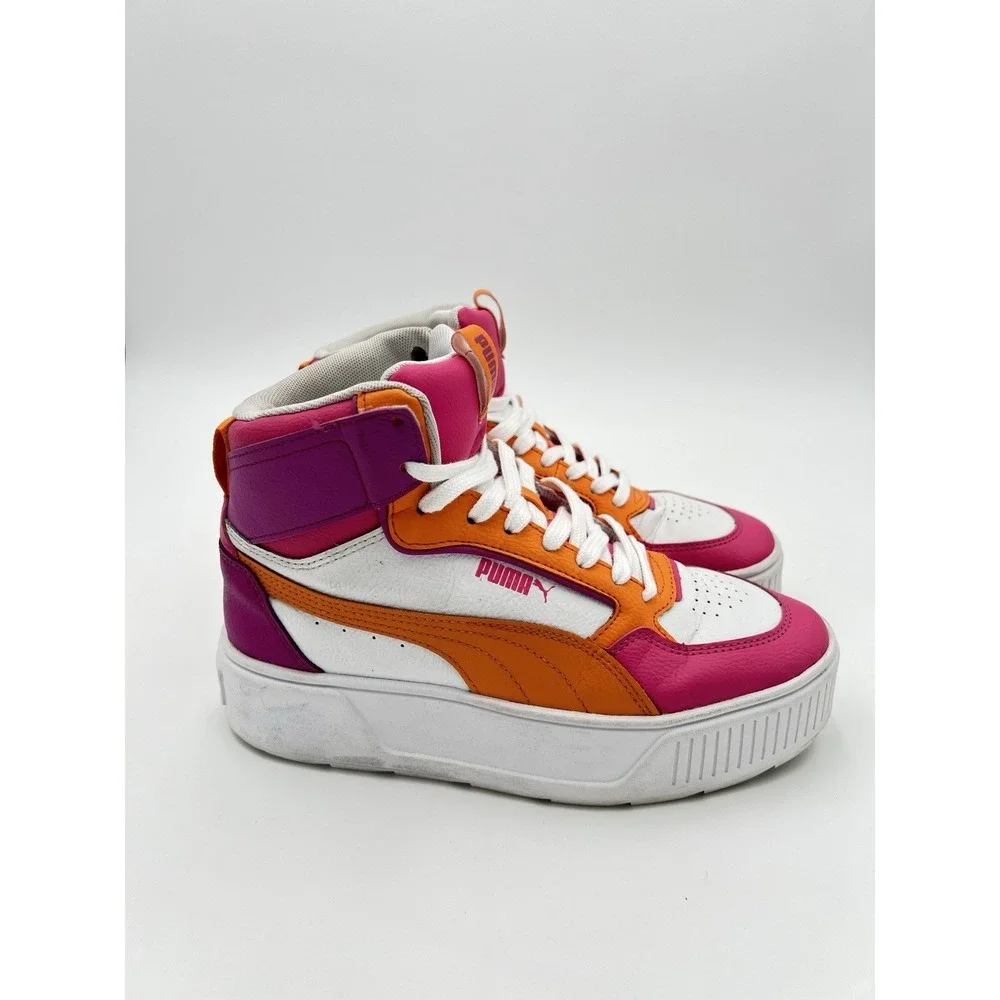 PUMA Carina Mid Women's White Pink Orange High Top Sneakers Size 8.5